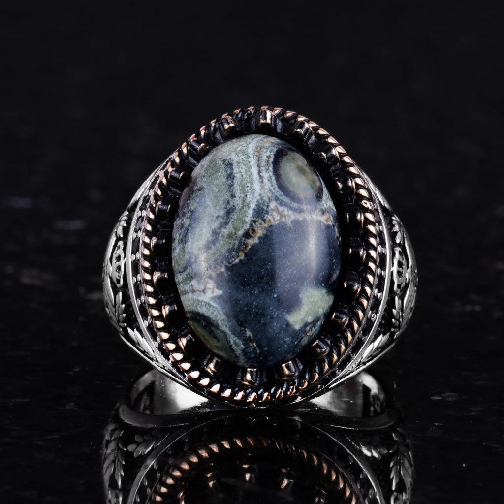 Natural Stone Ring - Handmade Eagle Ring - 925 Sterling Silver — 4