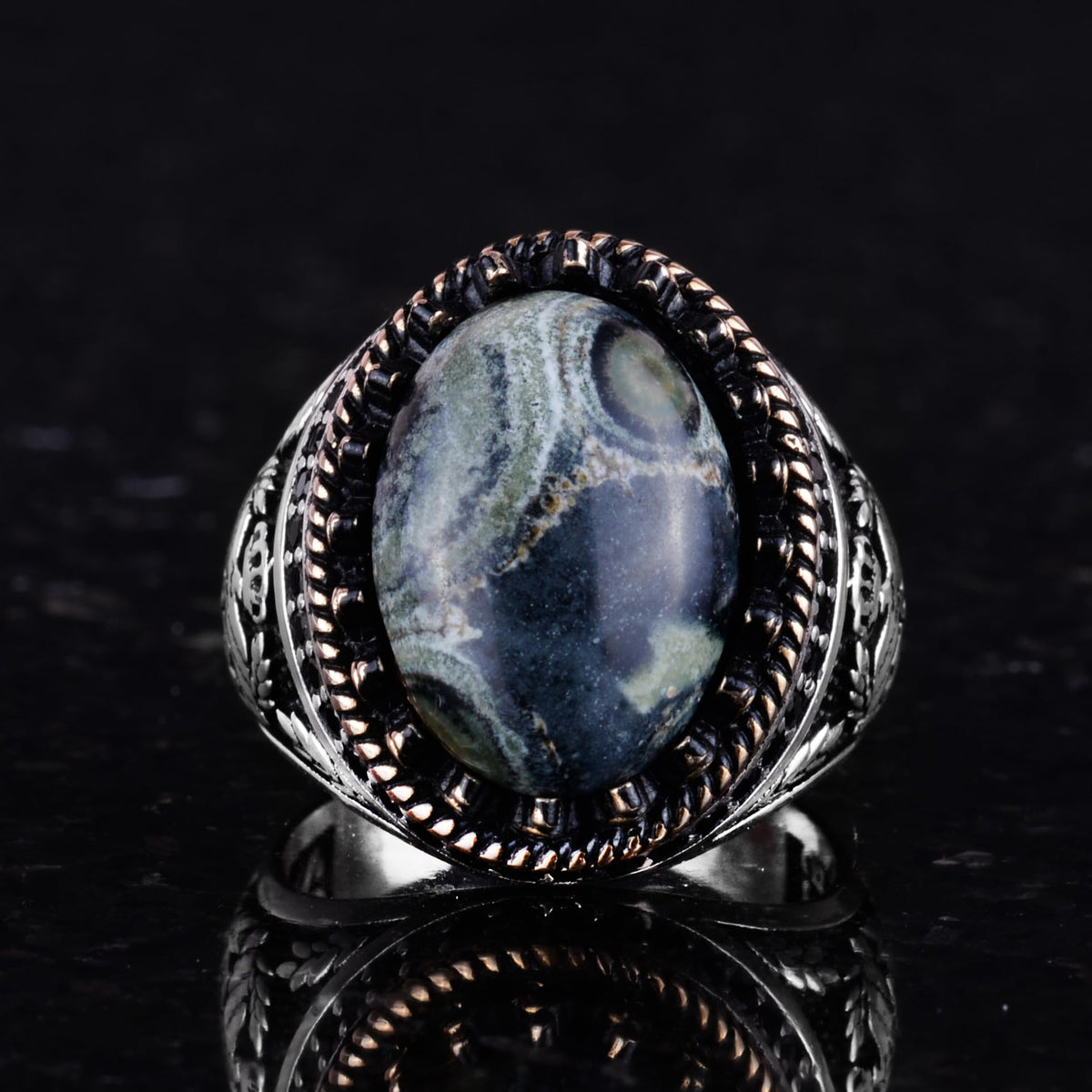 Natural Stone Ring - Handmade Eagle Ring - 925 Sterling Silver — 4