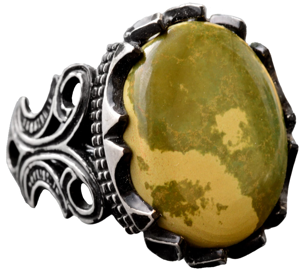 925 Sterling Silver Natural Arizona Turquoise Stone Men's Ring (Model-2)