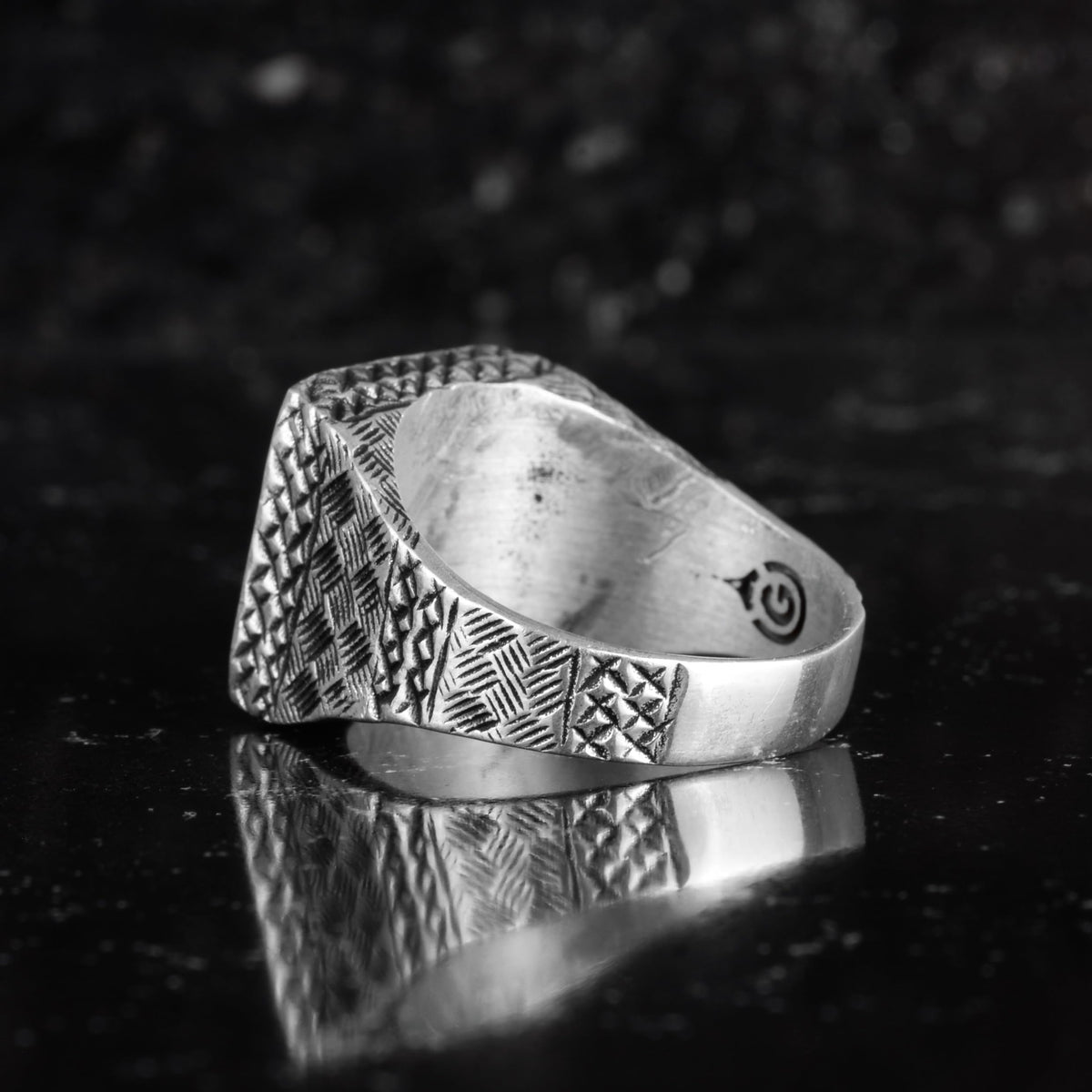 KAMBO Natural Stone Men's Ring 925 Sterling Silver Square Stone Handmade Statement Ring Unique Masculine Jewelry (Sapphire) — 7