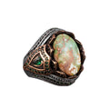 Natural Arizona Turquoise Stone Ring, 925 Sterling Silver (Model-3)