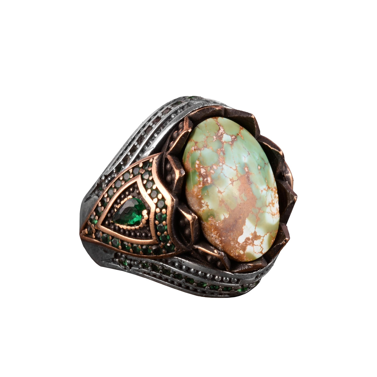 Natural Arizona Turquoise Stone Ring, 925 Sterling Silver (Model-3)