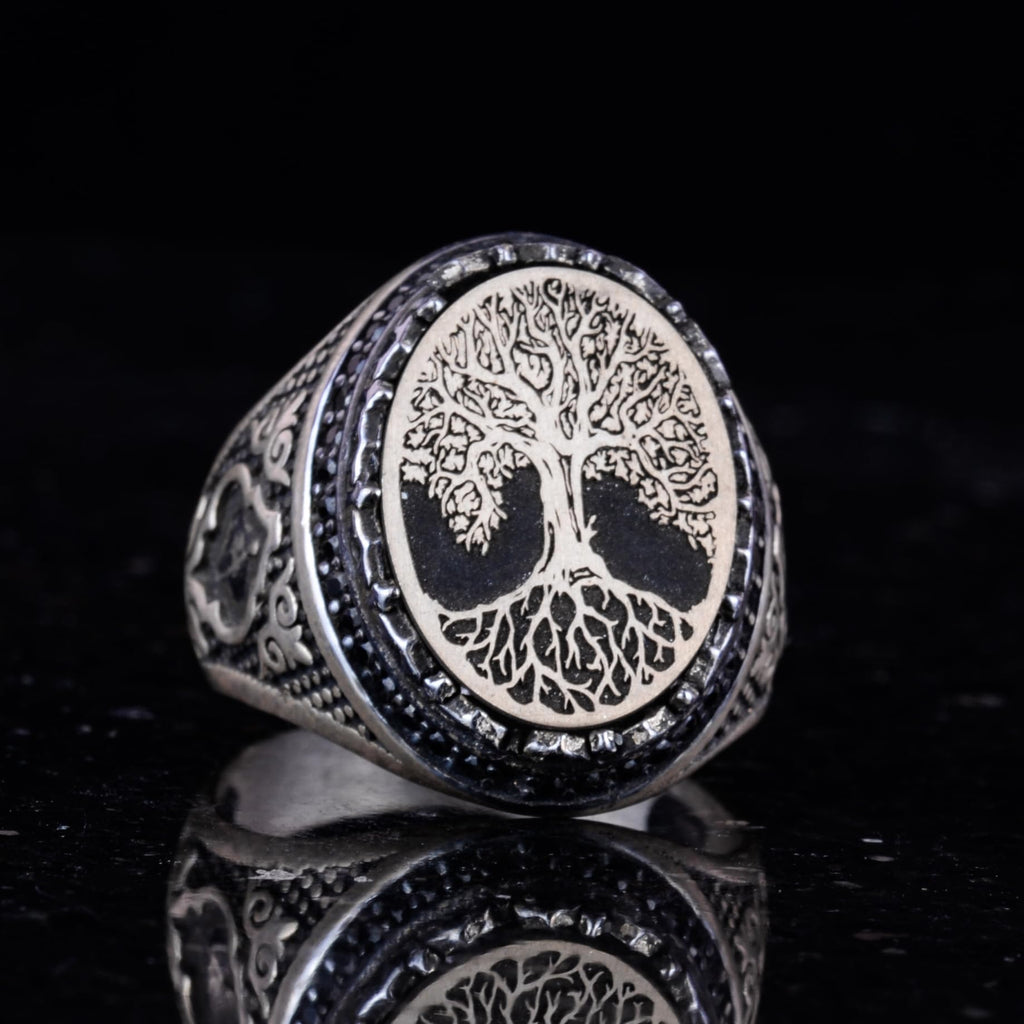 Handmade Vintage Silver Ring – Tree of Life Design — 5