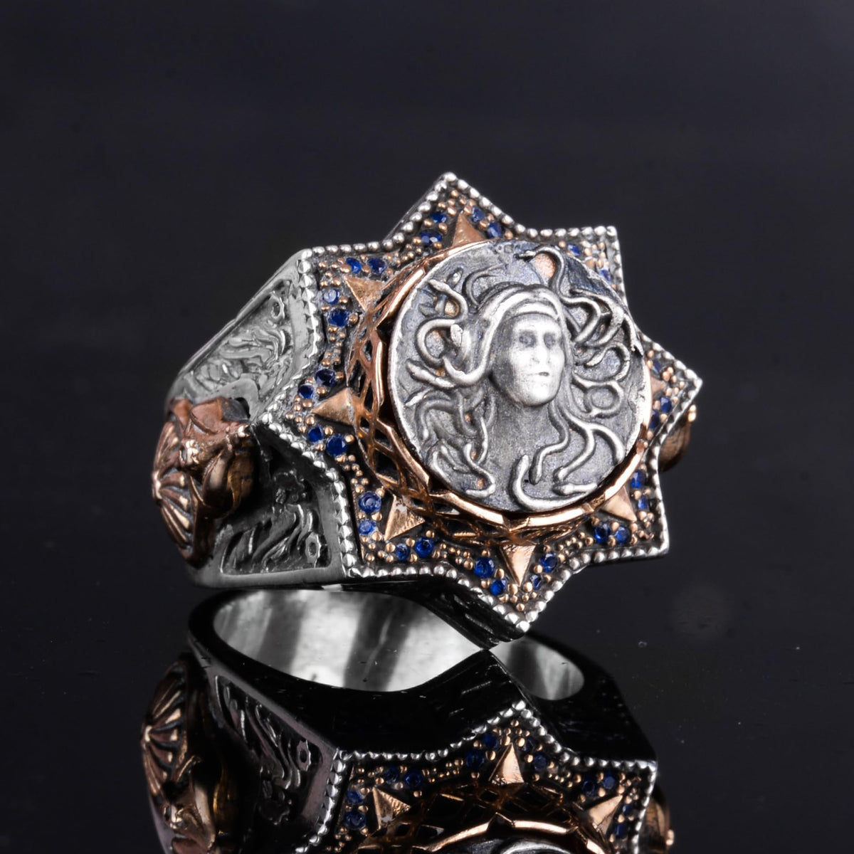 KAMBO 925 Sterling Silver Men's Ring – Spiritual Zircon and Star Symbol Design (Style - 2) — 5