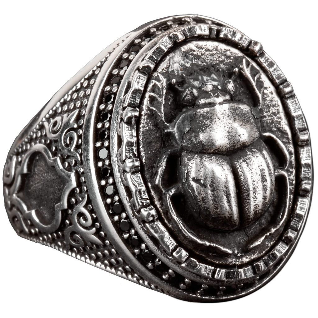Kambo 925 Sterling Silver Men's Beetle Ring - Showy and Unique Design, Ideal for Daily Wear and Special Occasions