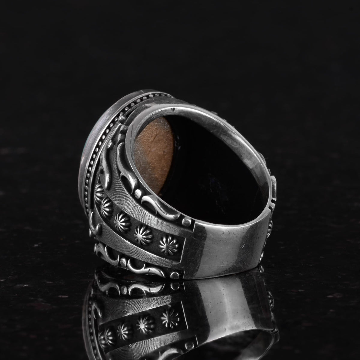 Natural Stone Ring, 925 Sterling Silver Ring, Designer Silver Men's Ring — 7