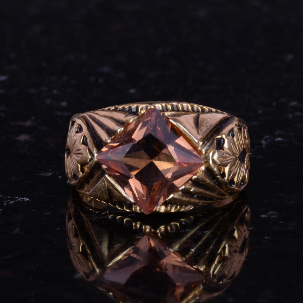 KAMBO Handmade Modern 925 Sterling Silver Ring with Created Sultanite Gemstone, Gold Plated, Elegant Statement Jewelry f