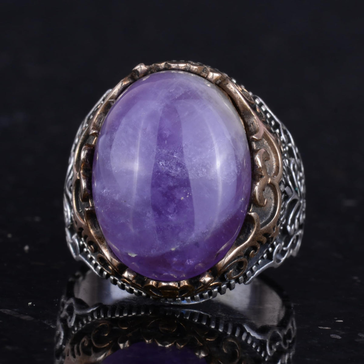 Natural Amethyst Stone Handmade Ring - 925 Sterling Silver — 4