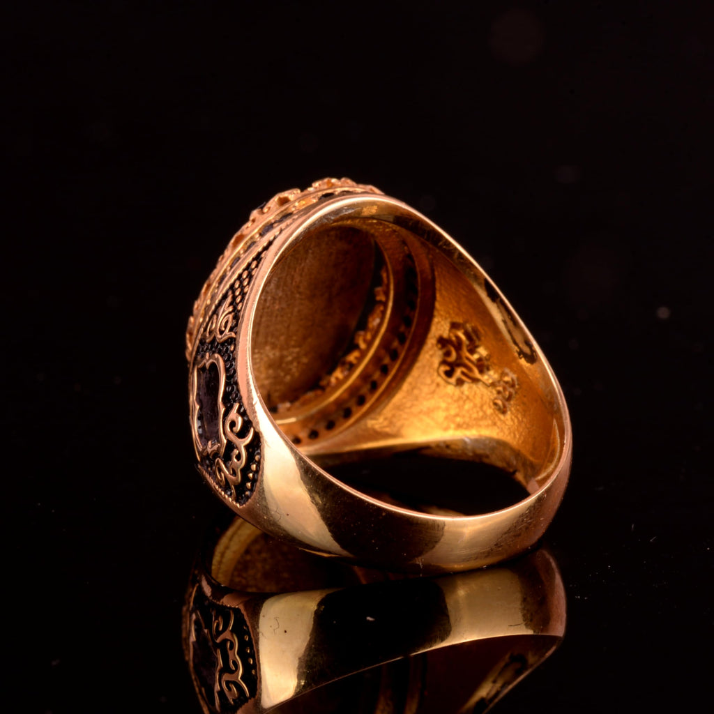 925 Sterling Silver Ring, Gold Plated - Symbol Ring - Men's Ring (Libra) — 5