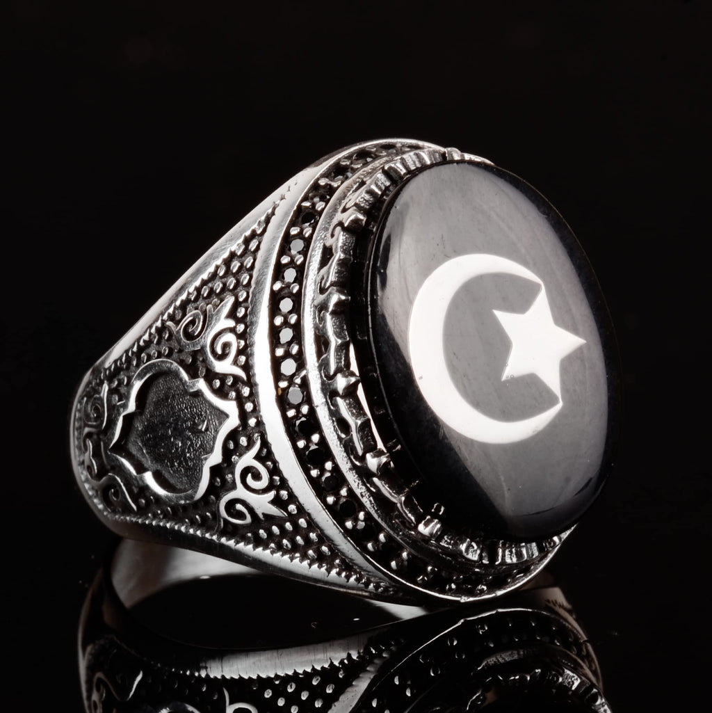 925 Sterling Silver Men's Ring, Malcolm X Ring, Star and Crescent Ring — 3