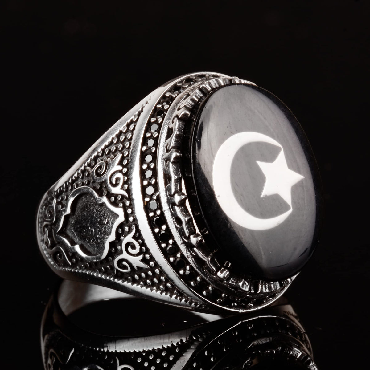 925 Sterling Silver Men's Ring, Malcolm X Ring, Star and Crescent Ring — 3