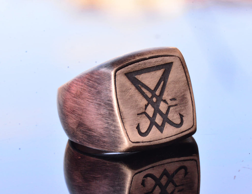 Handmade 925 Sterling Silver Men's Ring with Lucifer Emblem — 3