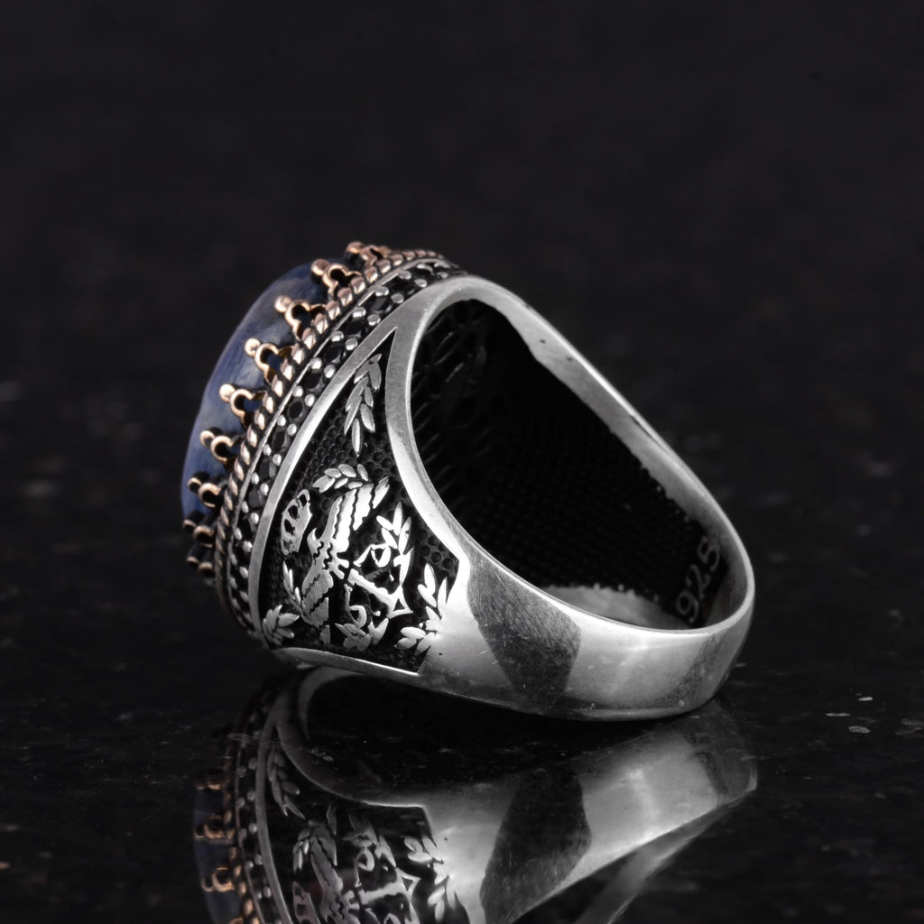Natural Kyanite Stone Handmade Falcon Ring - 925 Sterling Silver — 7