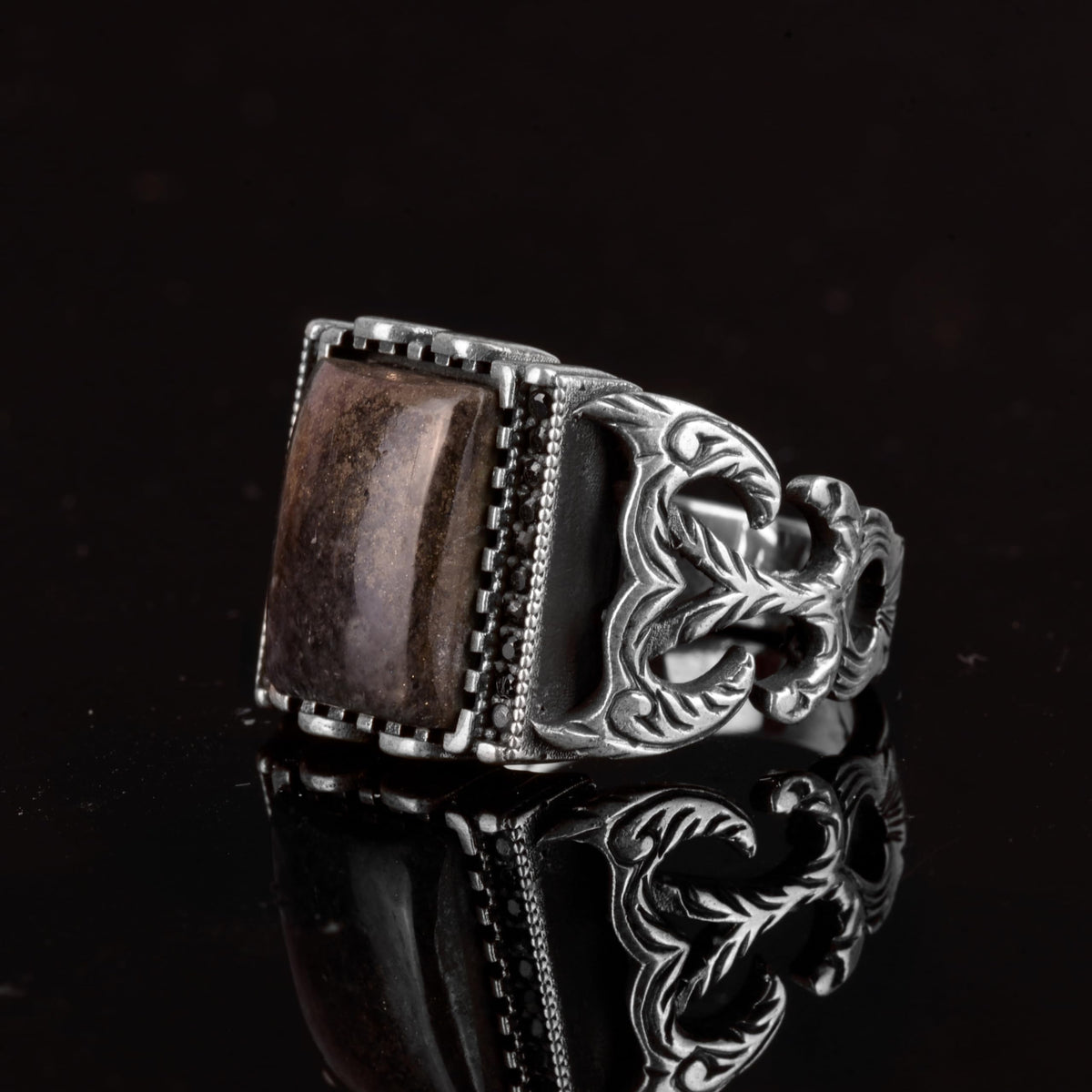 925 Sterling Silver Ring, Natural Pyrite Stone Ring — 5