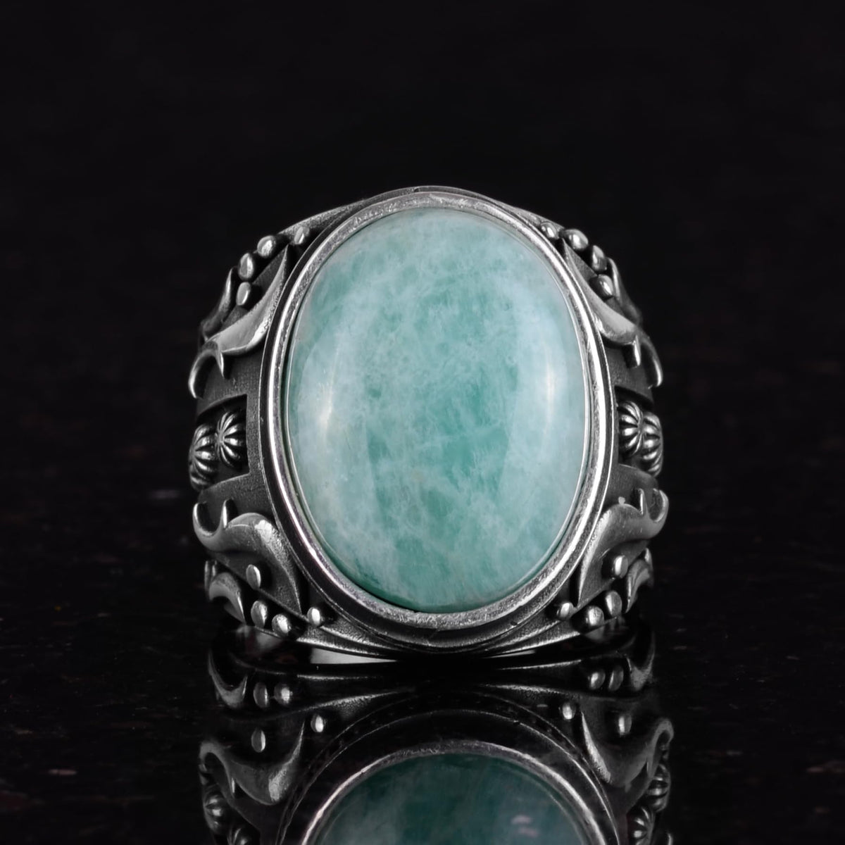 Natural Stone Ring, 925 Sterling Silver Ring, Designer Silver Men's Ring — 4