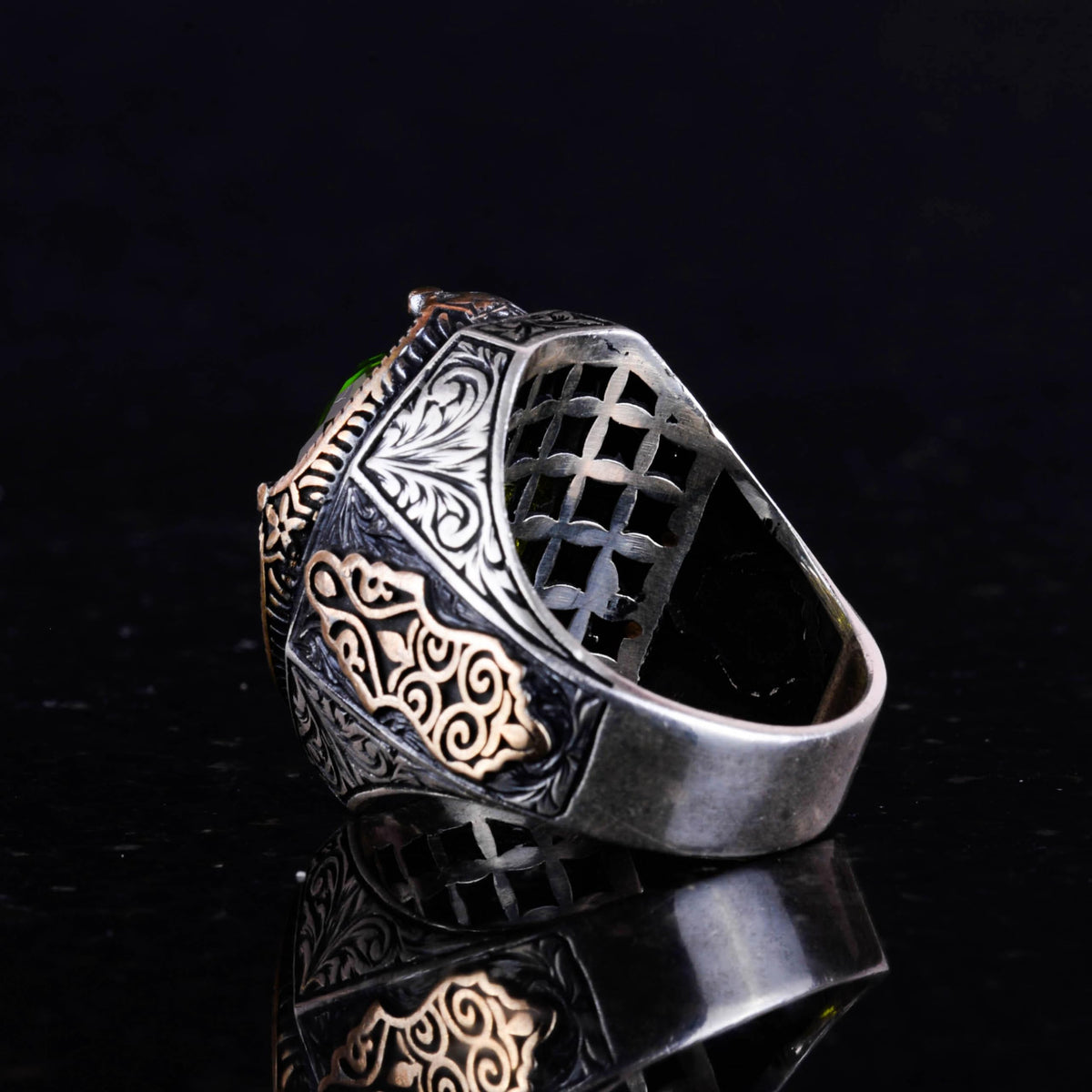 Peridot Stone Ring, 925 Sterling Silver Ring, Stylish Handmade Silver Men's Ring — 7