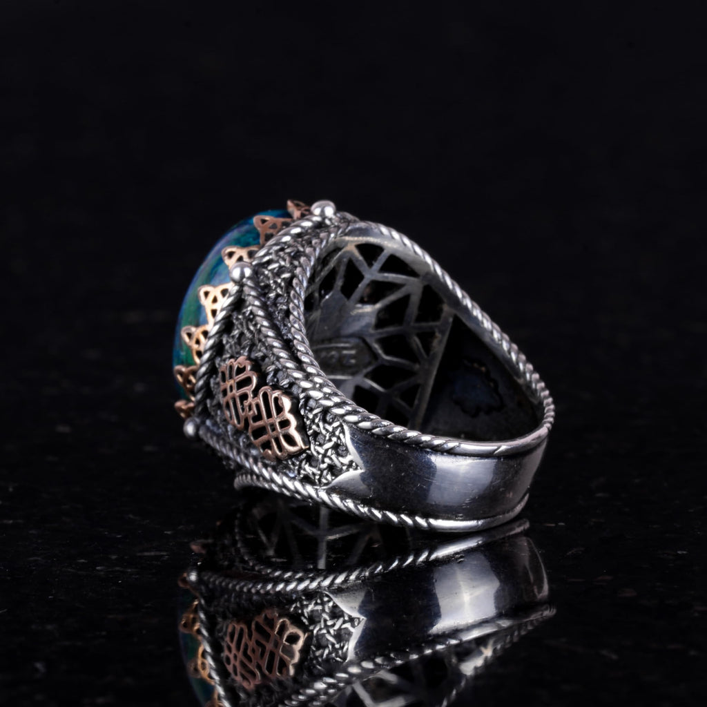 Silver Natural Azurite Gemstone Ring — 5