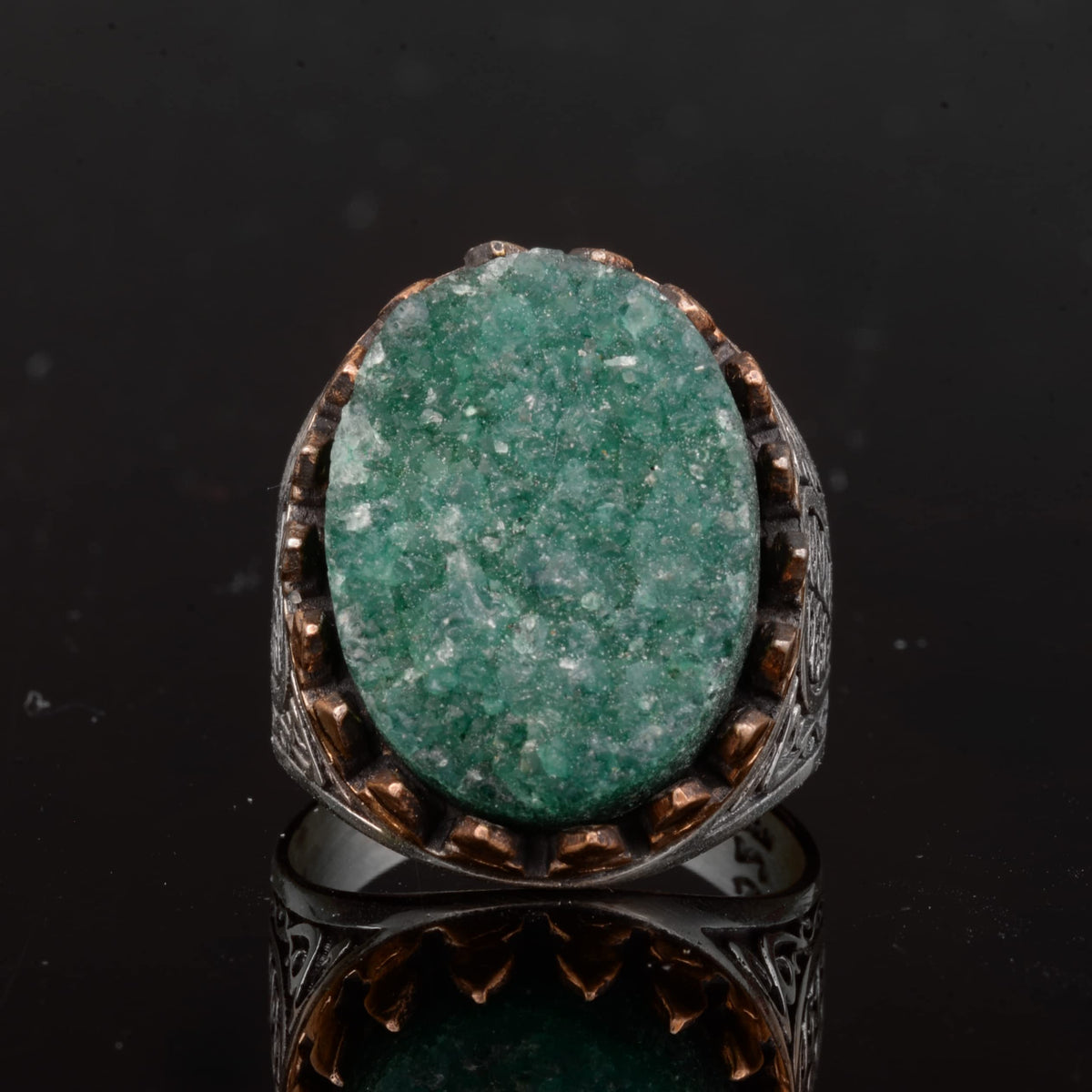 Druzy Quartz Stone - 925 Sterling Silver Men's Ring — 7