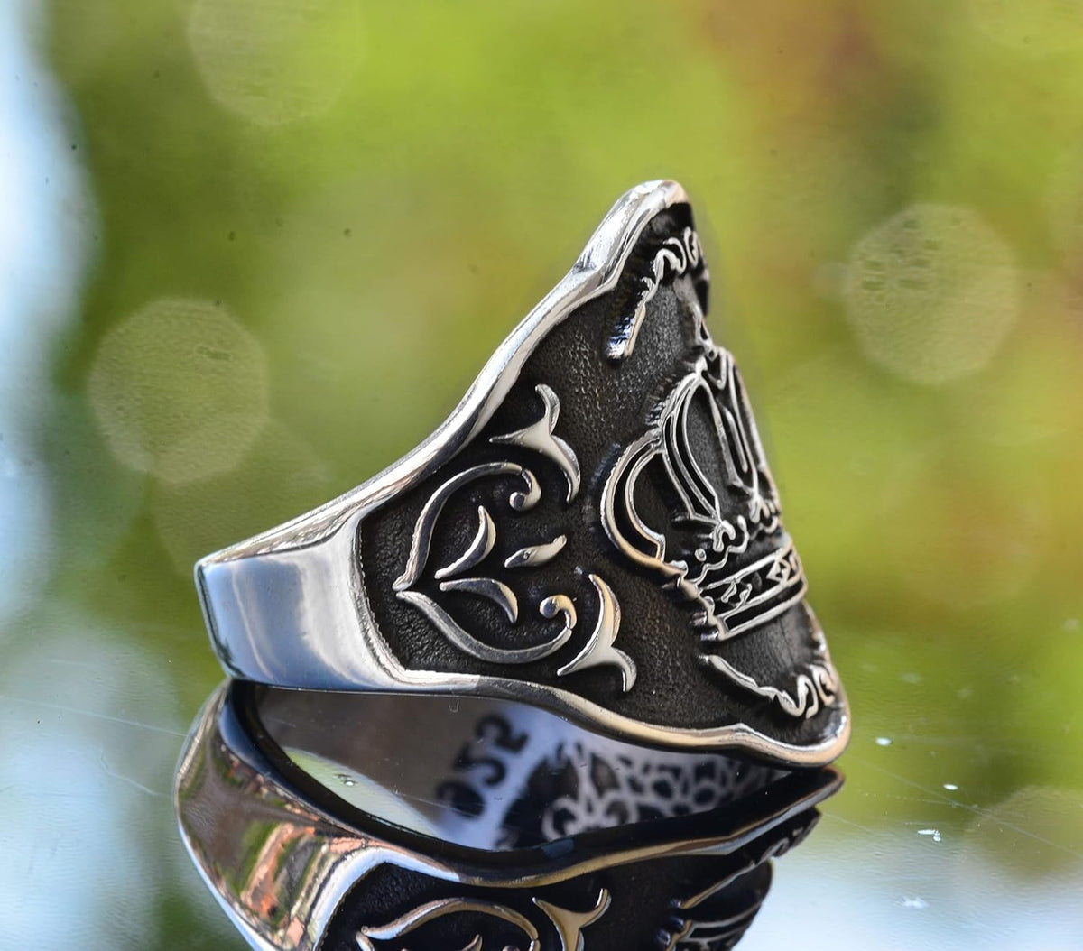 Men's Adjustable 925 Sterling Silver Crown Ring - Royal Ring — 4