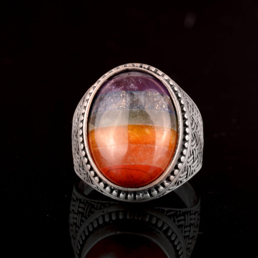 Kambo Silver Men's Ring, Rainbow Ring, Multiple Color — 5