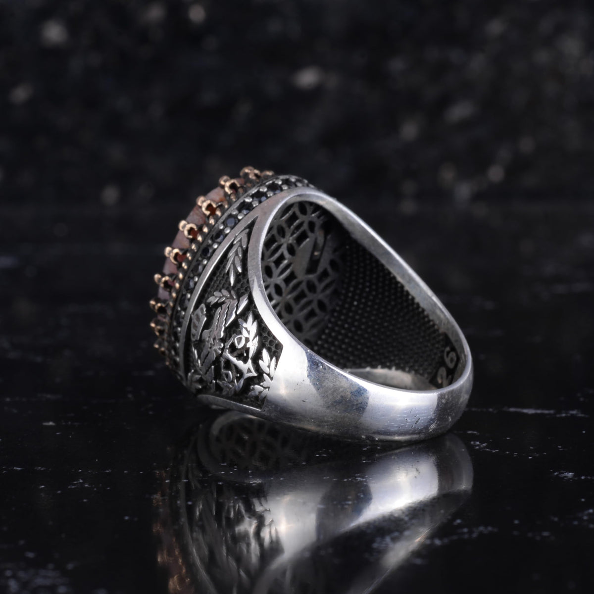 KAMBO Natural Pink Sapphire Stone Ring for Men 925 Sterling Silver Handmade Statement Ring Oval Sapphire — 7
