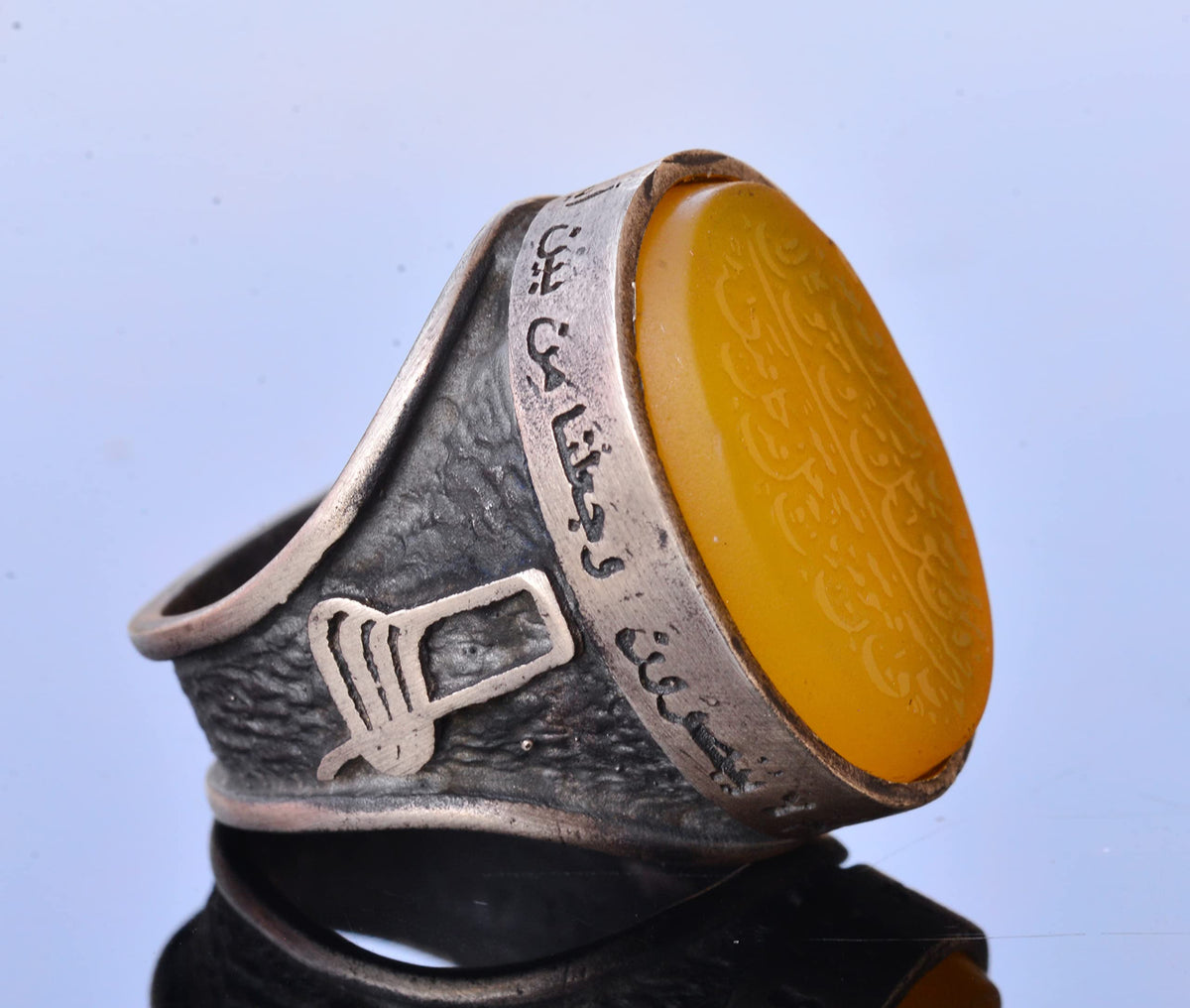 Natural Amber Stone Ring, 10.00 Carat, Islamic Ring, Silver Ring — 4