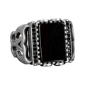 925 Sterling Silver Men's Ring - Real Natural Obsidian Stone