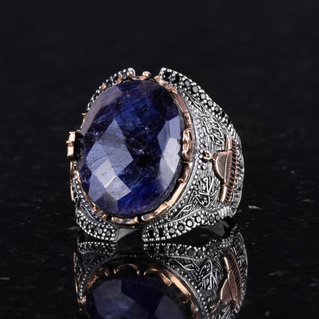 Silver Mosque Ring - 925 Sterling Silver Sapphire Stone Ring — 4