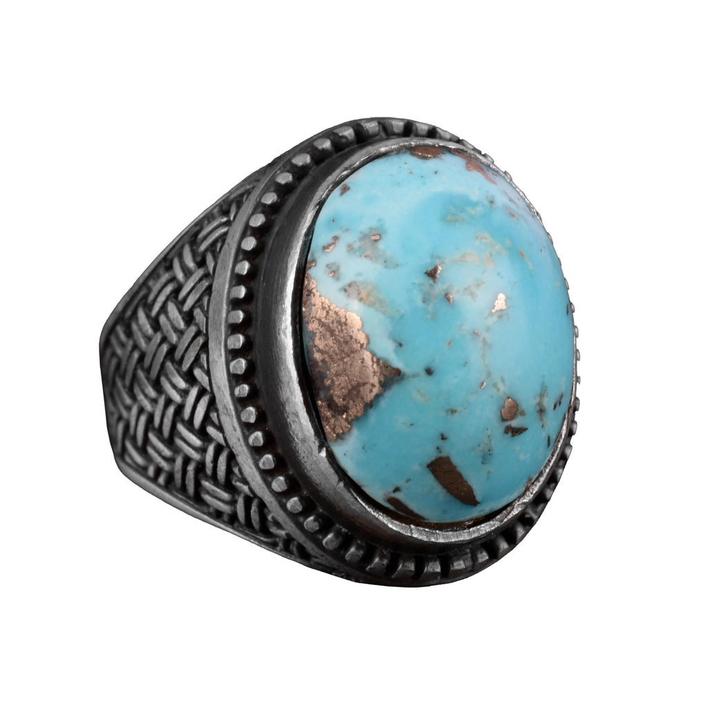KAMBO Natural Arizona Turquoise Gemstone Ring (Model-2)