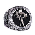 Cross Ring - Men's 925 Sterling Silver Christian Ring - Jesus Ring