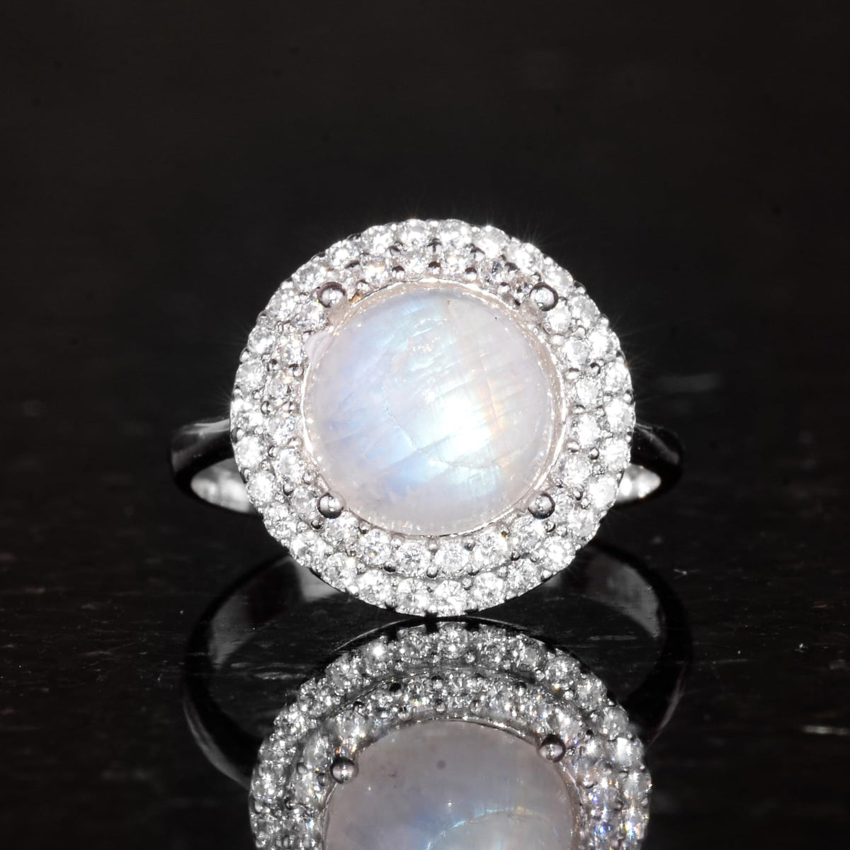 Natural Moonstone Women's Ring - 925 Sterling Silver — 4