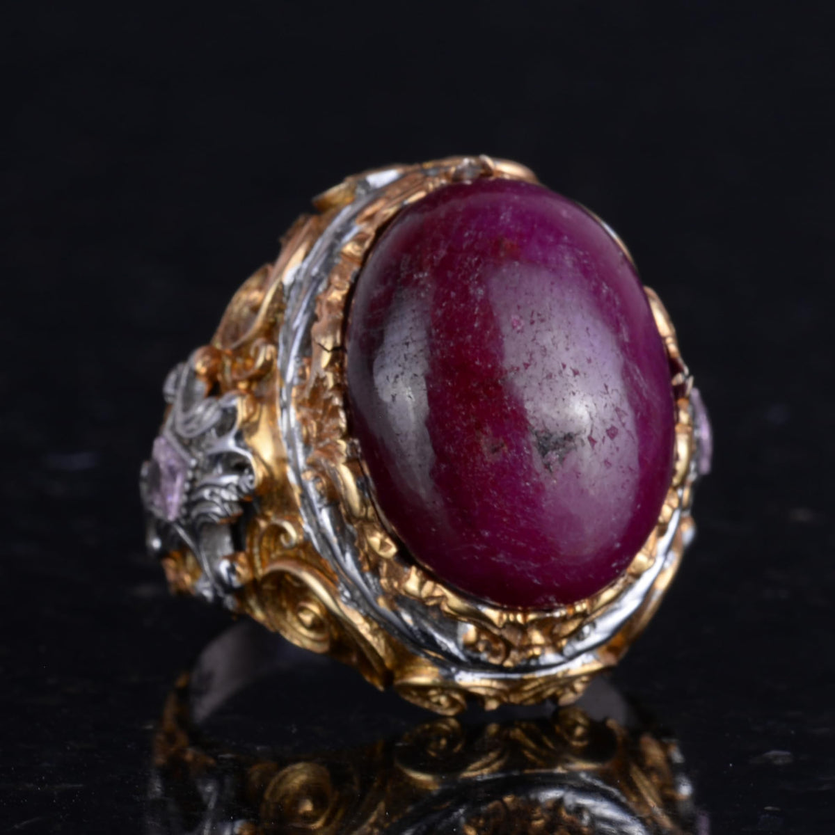 Natural Ruby Stone Sultan Ring - 925 Sterling Silver — 5