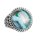 Natural Stone Ring - Chrysocolla with 925 Sterling Silver Men's Ring