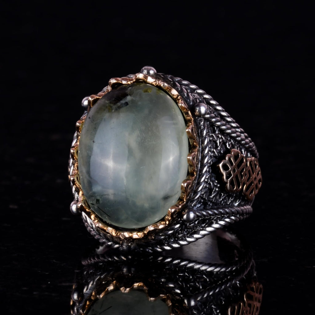 Natural Prehnite Jade Ring — 5