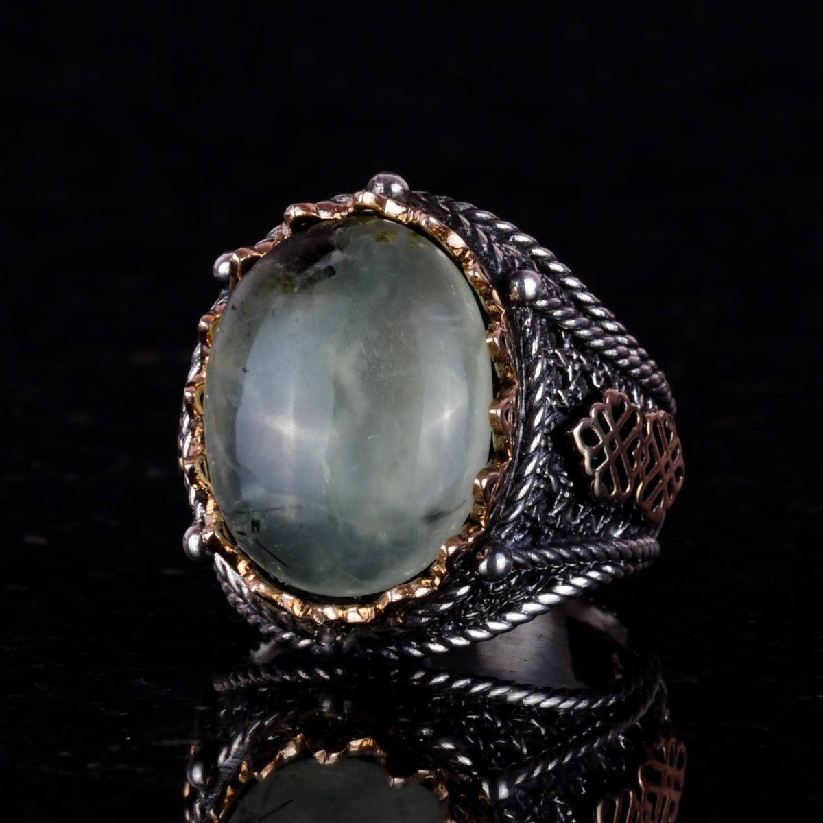 Natural Prehnite Jade Ring — 5