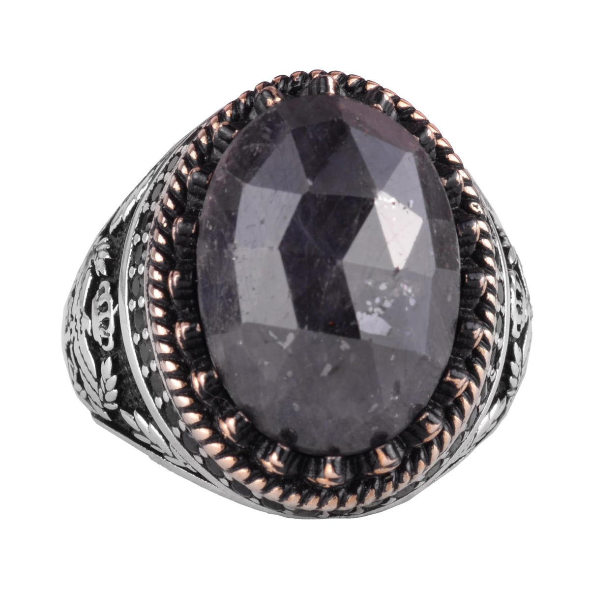 Natural Stone Ring - Handmade Eagle Ring - 925 Sterling Silver (Blue Sapphire)