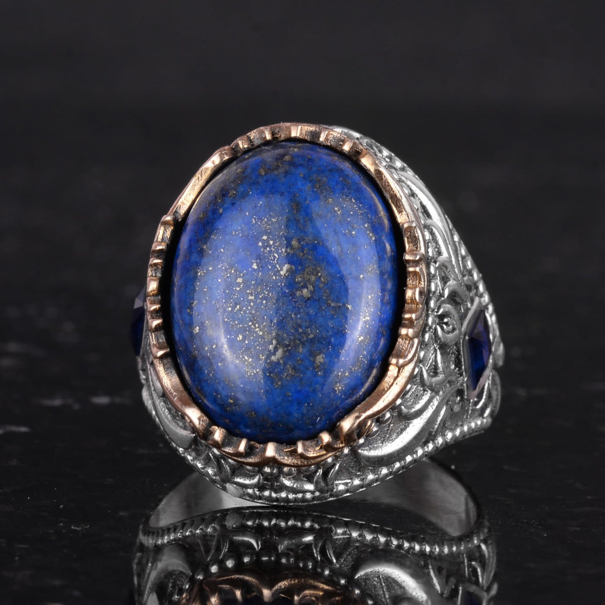 Natural Lapis Lazuli Stone Ring - 925 Sterling Silver Handmade Ring — 6