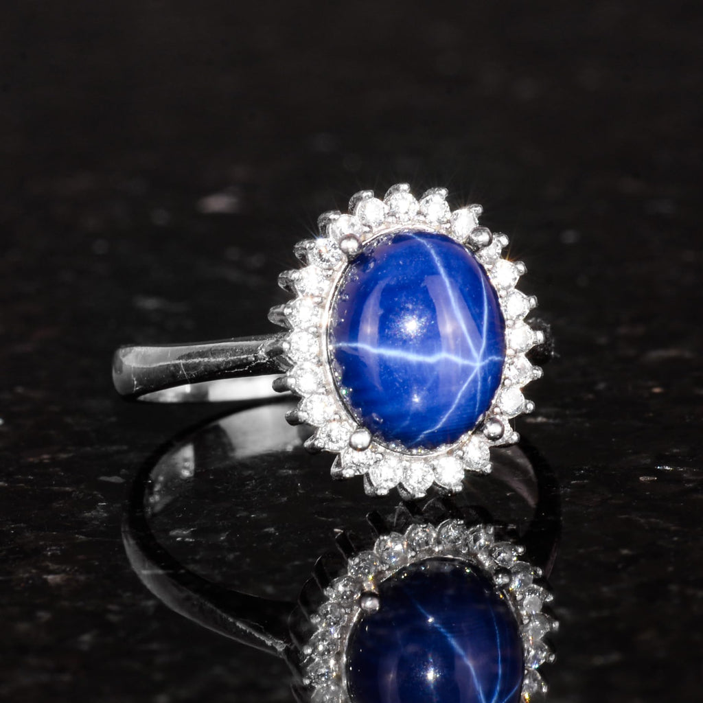 Silver Women's Ring with Real Natural Stone - Elegant Design — 7