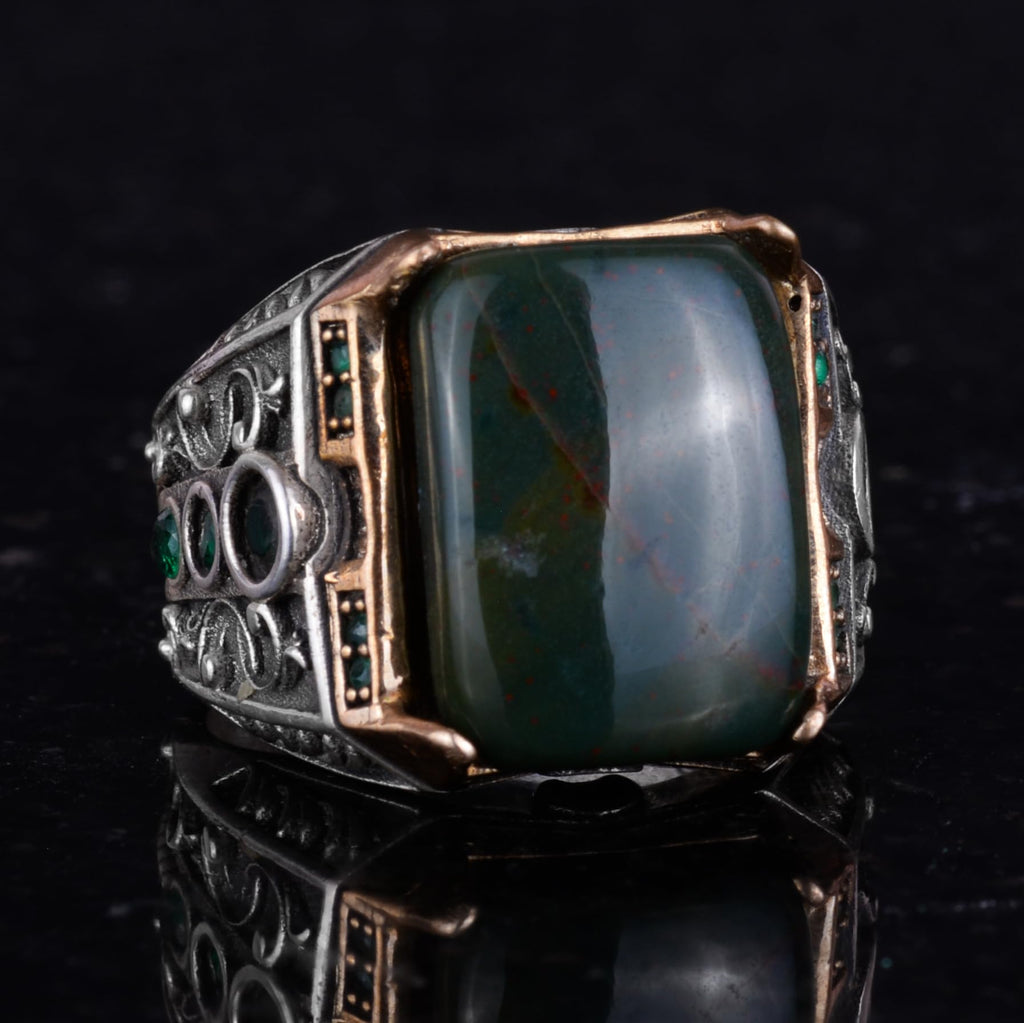 925 Sterling Silver Ring - Natural Bloodstone Ring - Handmade Ring — 5