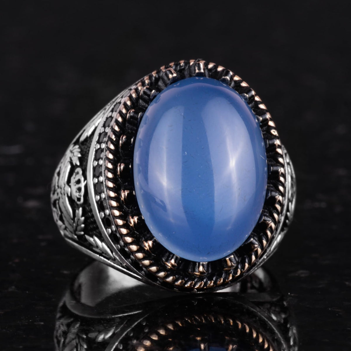 Natural Stone Ring - Handmade Hawk Ring - 925 Sterling Silver — 5