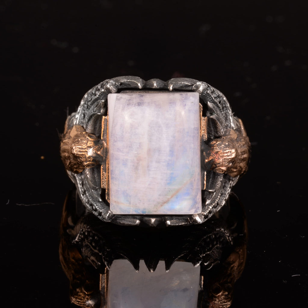 Natural Moonstone Eagle Men's Ring — 4