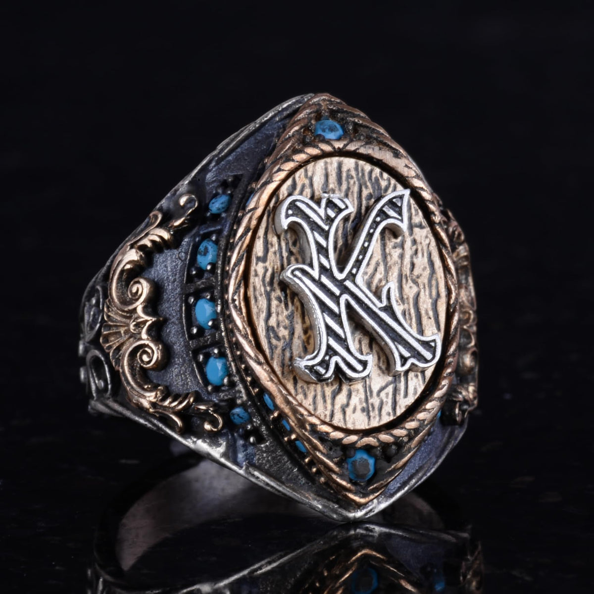 Silver Initial Ring — 2