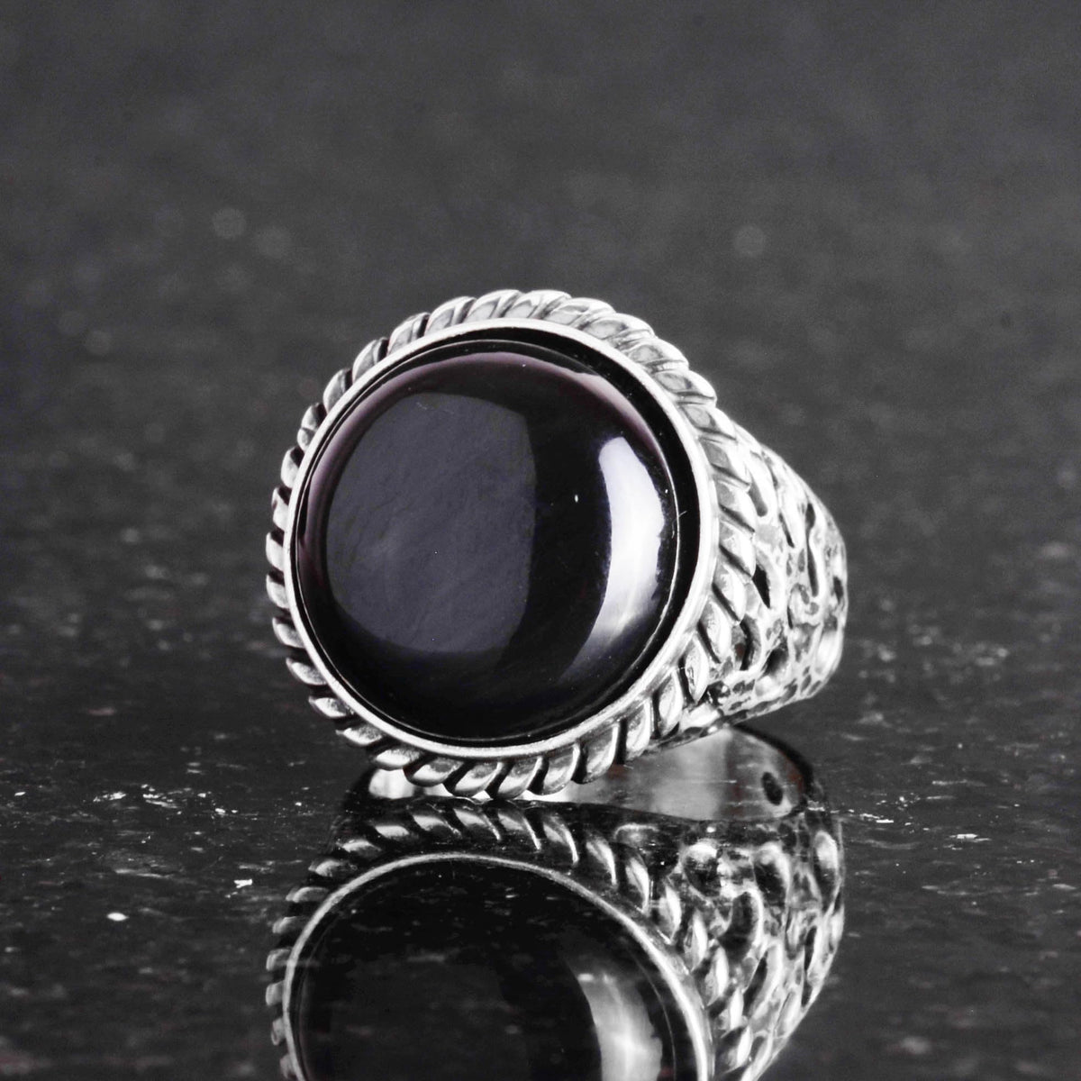 Natural Onyx Stone 925 Sterling Silver Men's Ring — 4