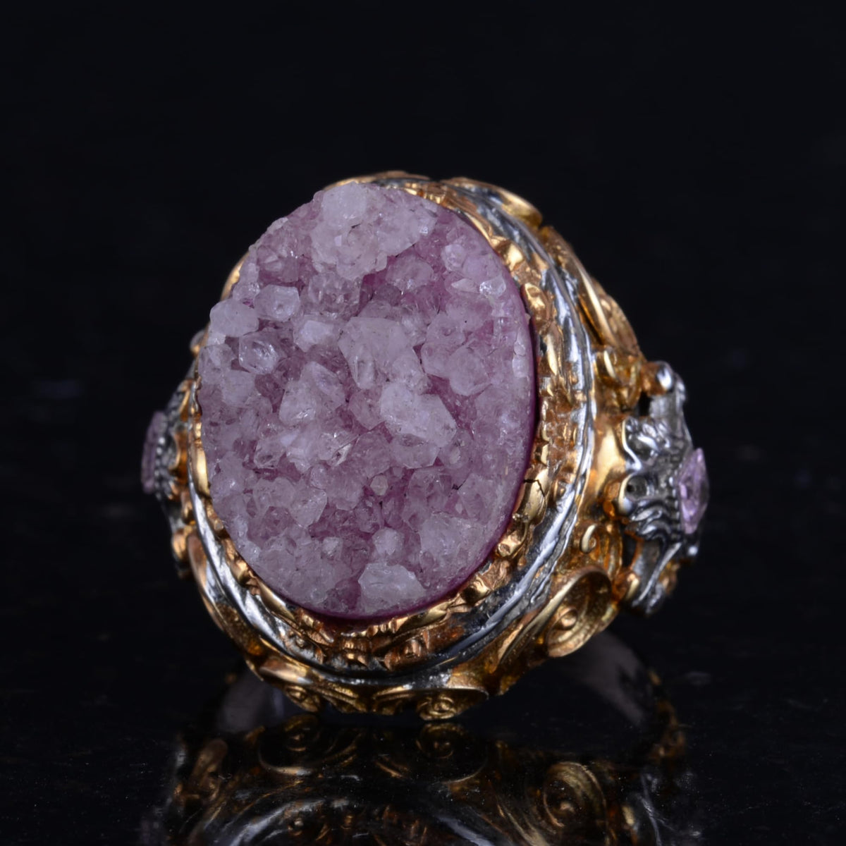 Natural Drusy Quartz Ring - Sultan Ring - 925 Sterling Silver — 6