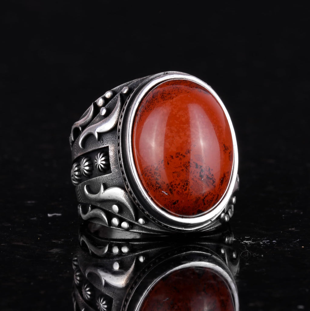 Natural Red Bloodstone Ring - 925 Sterling Silver (Model-3) — 5