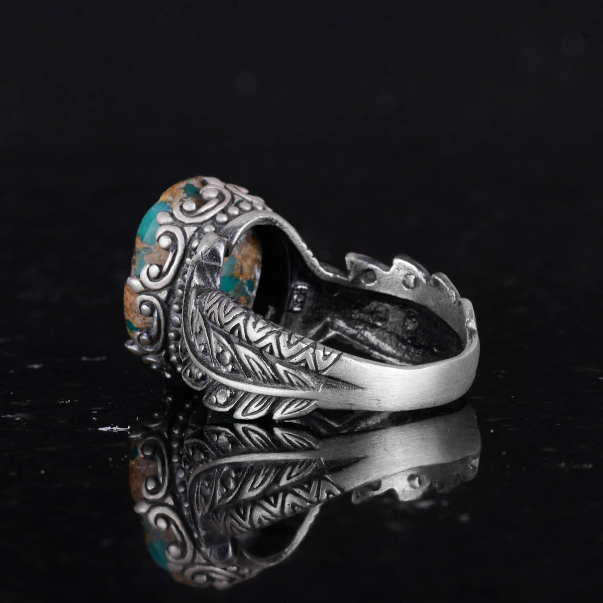 Natural Arizona Turquoise Stone Ring, 925 Sterling Silver Ring (Model-5) — 7