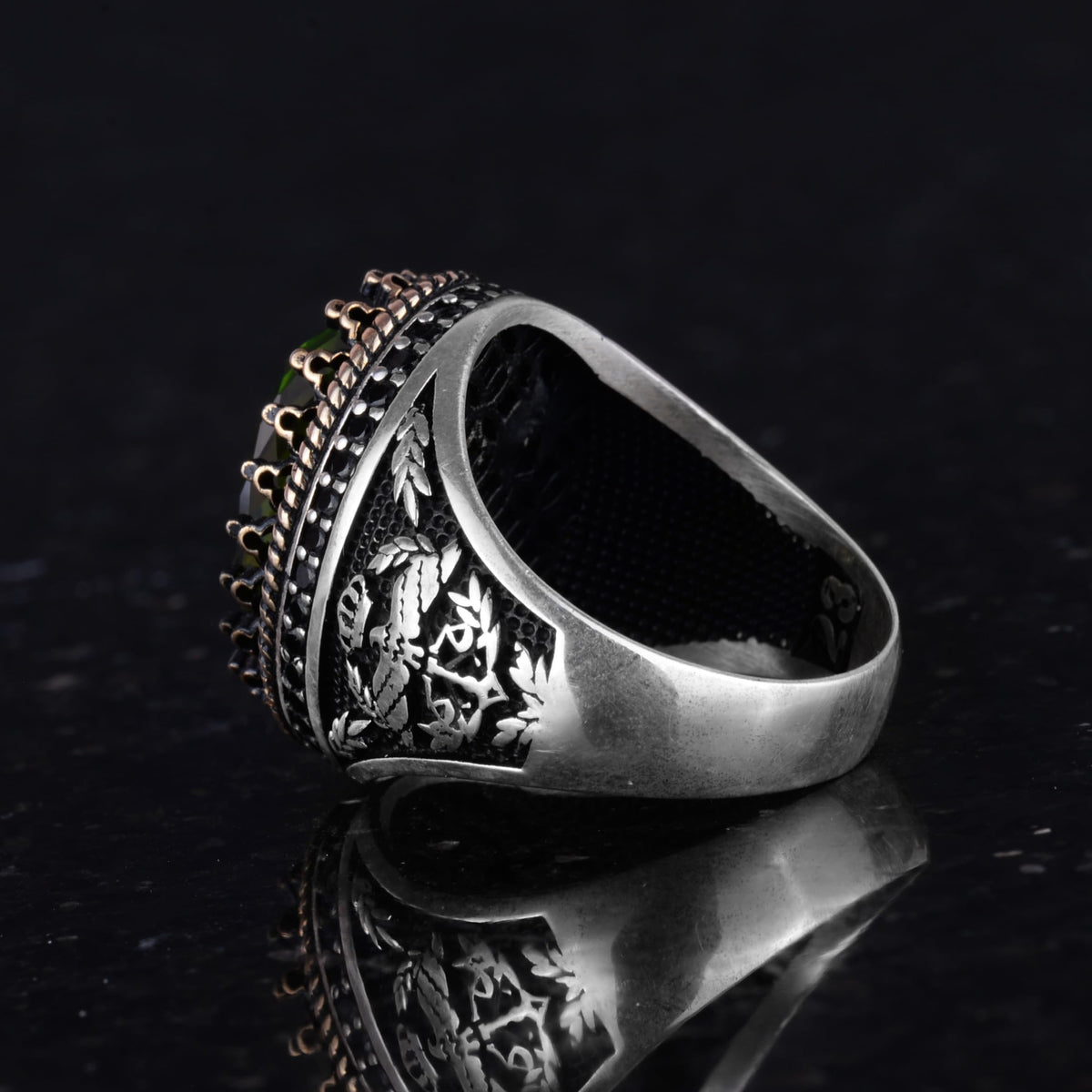 925 Sterling Silver Stone Ring, Eagle Symbol, Handmade Ring — 7