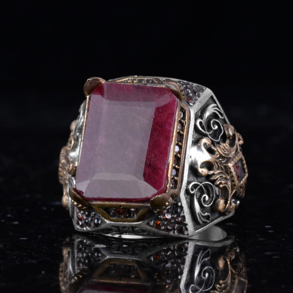 Natural Ruby Stone Ring - 925 Sterling Silver (Model-2) — 6