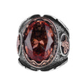 Ottoman Tughra Artificial Sultanit Stone Ring, 925 Sterling Silver Ring