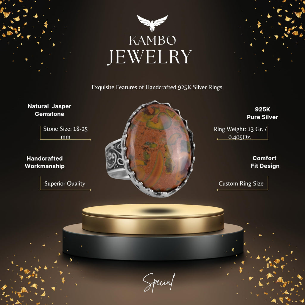 Natural Jasper Stone Ring - 925 Sterling Silver Ring — 2